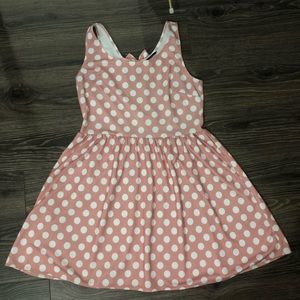Pink dress with white polka dots